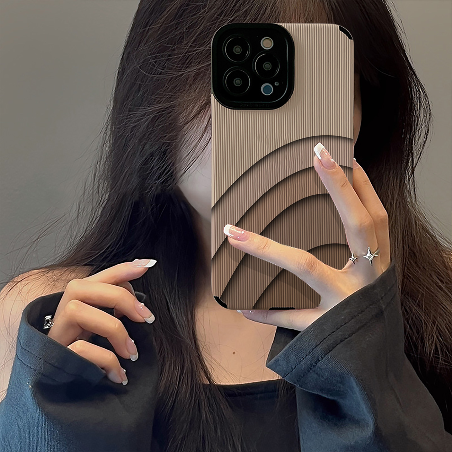 初绽适用opporeno14手机壳13/12/11pro+竖条纹波纹线条色彩情侣RENO10/9/8/7全包皮质好看新款防摔青春保护套