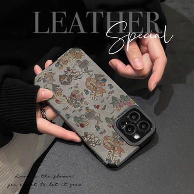 初绽适用苹果16/15ProMax手机壳iPhone14/13/12小众11翻毛皮草丛兔子插画潮高级感防摔17Air全包情侣软保护套