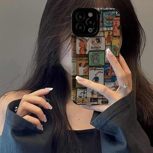 初绽适用苹果15时尚潮流格子iphone13promax手机壳16 12 11皮质软全包新款14pro潮女xs小众高级17Air保护套