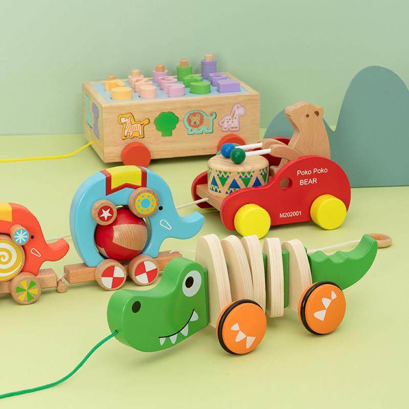 儿童木质拉线车拖拉车男女手推车拉绳学步玩具婴儿1-3岁宝宝玩具,玩具/童车/益智/积木/模型,儿童串珠/绕珠,淘宝优惠券,粉丝福利购,淘宝优惠卷