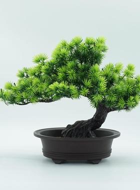新款仿真植物盆栽 中式玄关迎客松盆景摆件 客厅室内装饰仿真花