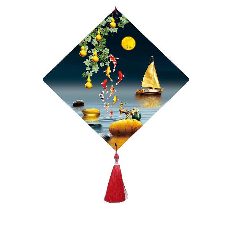 装饰画挂画客厅电视沙发背景墙走廊餐厅室内外壁画创意中式菱形画,家居饰品,现代装饰画,淘宝优惠券,粉丝福利购,淘宝优惠卷