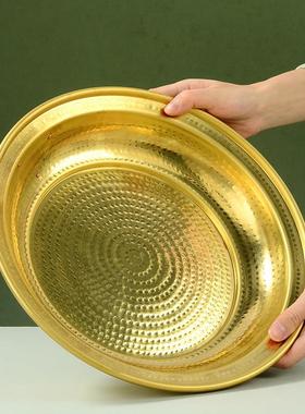 红铜火供盘锤纹款大号烟供盘烟供盆多功能香薰炉家用薰香盘