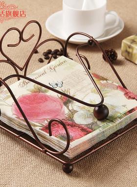 新款欧式铁艺纸巾架 厨房餐厅收纳餐巾纸架复古餐厅架白色铜色