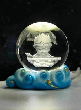 孙悟空水晶球小夜灯齐天大圣桌面摆件玻璃球生日礼物女高级感小众