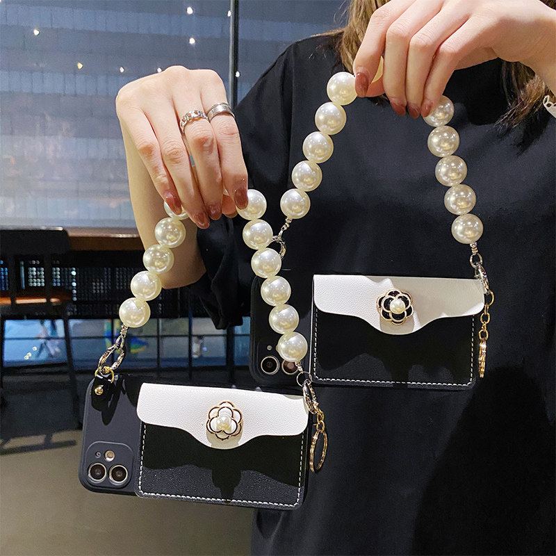 高级感适用于三星note20手机壳NOTE10PRO拎带Note8/9手提插卡包m10珍珠挂绳M20小香风M21液态硅胶Galaxy软壳