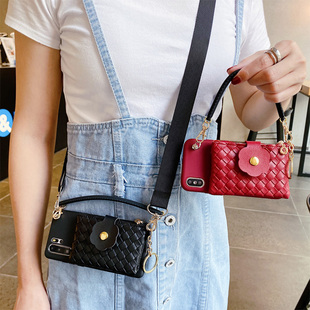 斜挎零钱包适用于华为荣耀X10手机壳卡包一体x10max硅胶软壳畅享Z可背20pro手带挂绳TEL-AN00a编织网格保护套