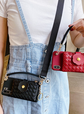 适用于三星J7-2015手机壳J7prime斜挎a6s零钱包a8s卡包a40s可背m21软壳m01带挂绳a6plus 2018防摔j2/j200潮牌