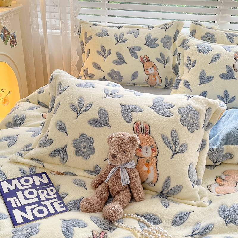 加厚牛奶绒枕套一对装秋冬季家用