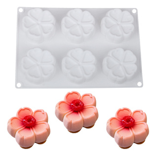 6连花朵果子花苞花蕊硅胶模具慕斯蛋糕模具法甜烘焙工具