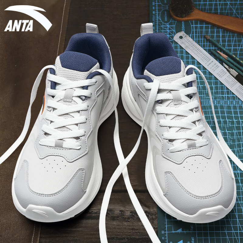 安踏男鞋运动鞋皮面震慢跑