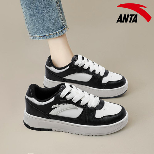 安踏板鞋女低帮厚底系带运动鞋