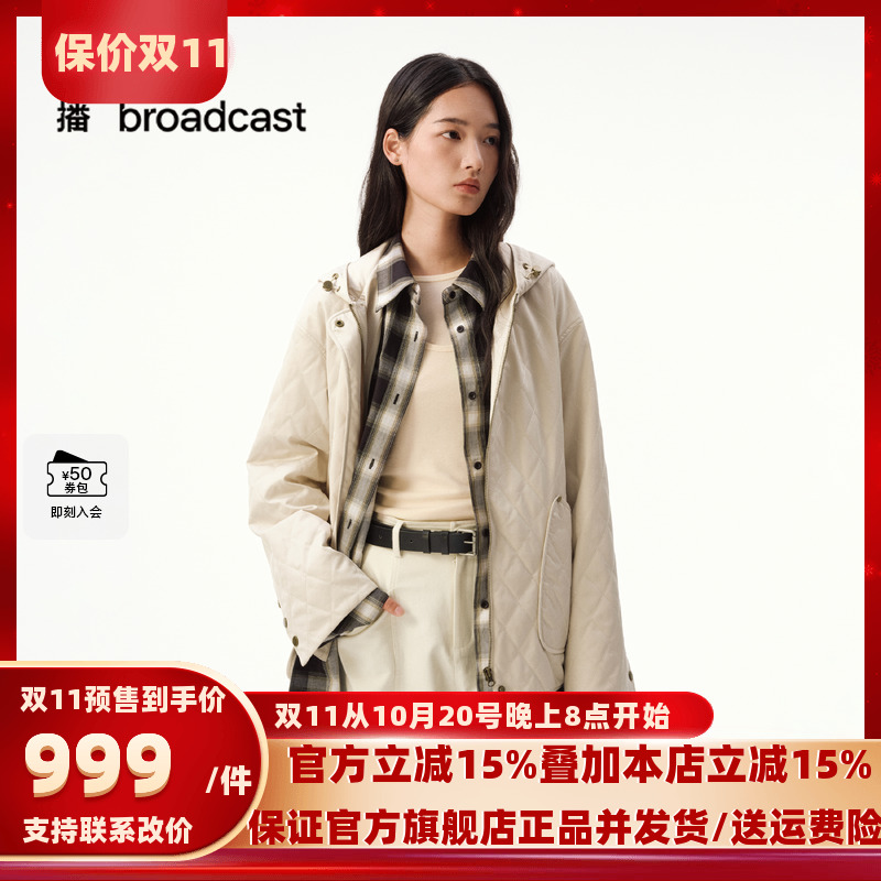 播假两件拼接短外套女25秋冬新款连帽宽松随性上衣DDS4PD5236