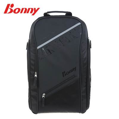 bonny波力动力系列羽毛球双肩包大容量多功能运动包黑色球拍包