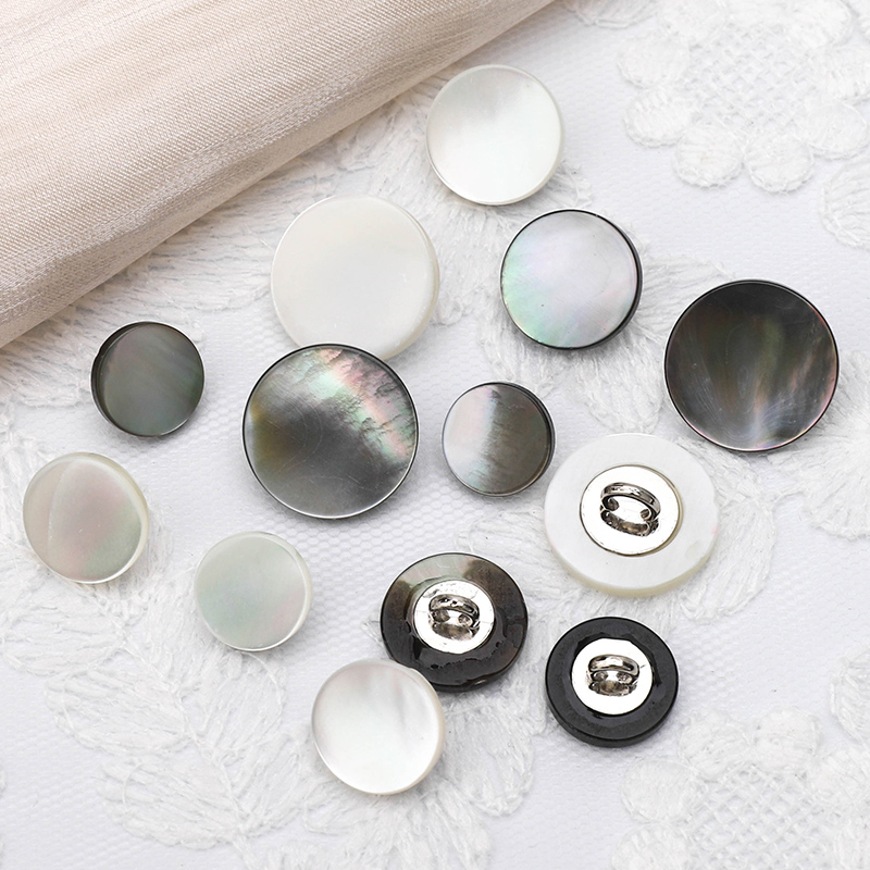 衬衫黑蝶贝壳纽扣圆形手缝