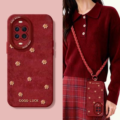 适用华为nova15手机壳女款nova13pro保护套novo12全包11硅胶9/8/7红色10se活力版ultra金花马年hi软nova14pro