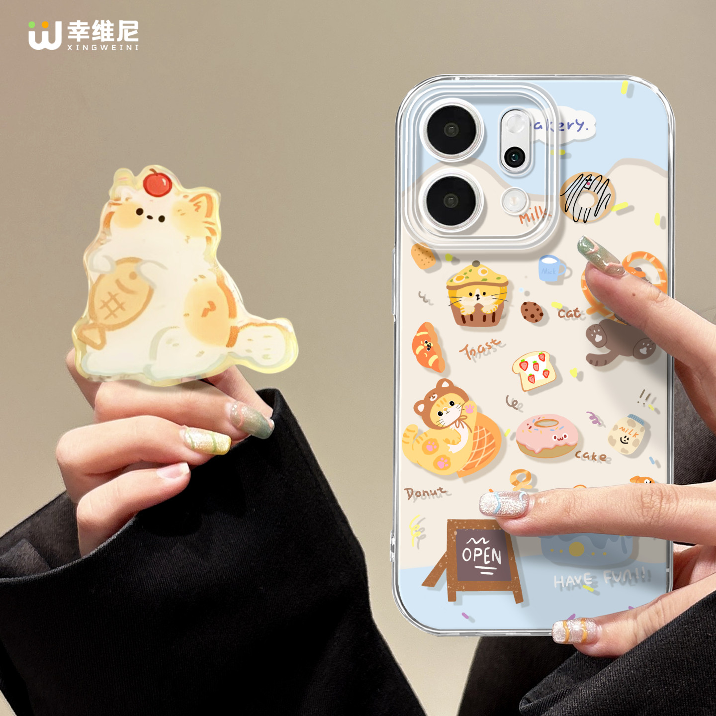 适用opporeno15手机壳女款reno14pro保护套13全包11pro硅胶9/8/6防摔reno7se透明oppo软壳5por面包小猫reno12