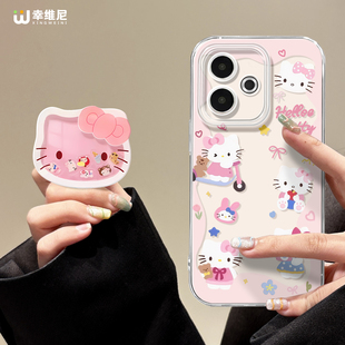 适用真我gt8pro手机壳女款 透明9可爱KT猫neo7软壳gtneo6 gt7保护套realme硅胶gt5全包gt2pro支架gt大师探索版