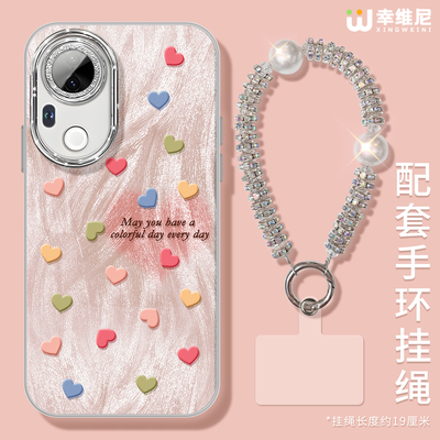 适用vivos30promini手机壳s12女款s19pro保护套s18全包镜头膜s17防摔s15/s12硬外壳s9彩色爱心s16新款vivos20