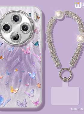 适用vivox300手机壳女款x200s保护套x90pro全包镜头膜x90s防摔x100pro新款x200promini紫色蝴蝶pro硬x60外x80