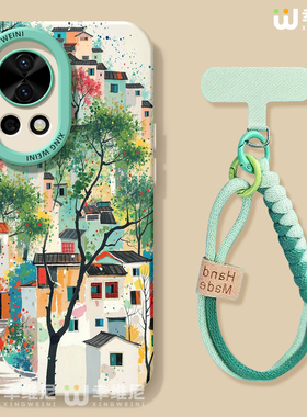 适用华为nova15手机壳女款nova13pro保护套novo12全包11硅胶9/8/7防摔10se活力版ultra水彩小镇hi软nova14pro