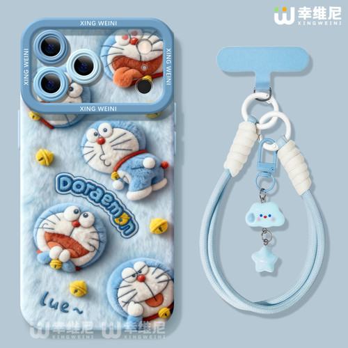 适用苹果17pro手机壳女iphone16保护套挂绳15plus全包14promax防摔11/12软17air外8plus硅胶13pro蓝胖子xsmax