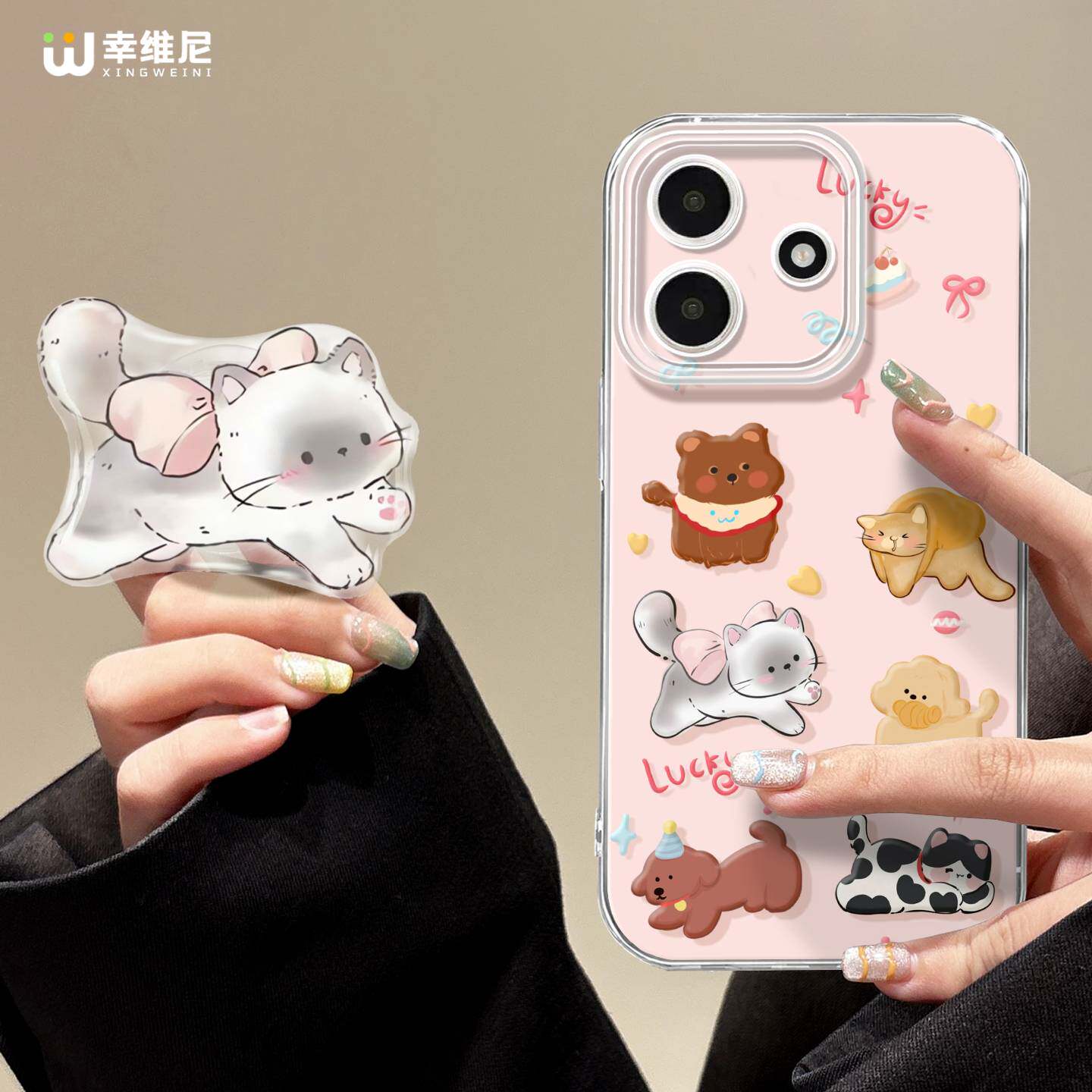 适用红米note15pro手机壳可爱女款note14保护套小米note13防摔Turbo5小猫10pro全包note9透明12turbo硅胶软壳