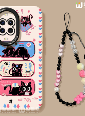 适用华为nova15手机壳女款nova13pro保护套novo12全包11硅胶9/8/7防摔10se活力版ultra卡通黑猫hi软nova14pro