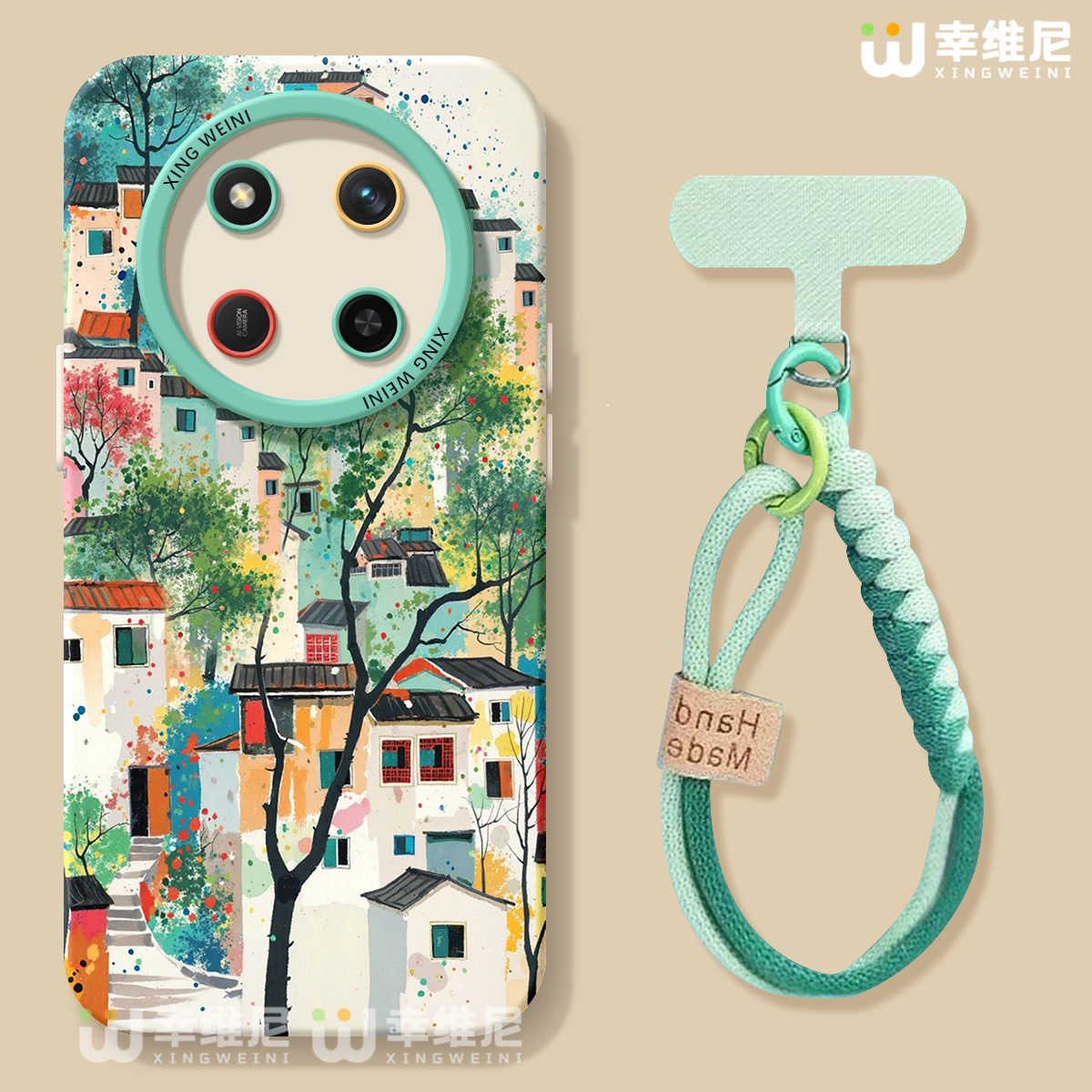 适用荣耀x70手机壳女款x60i保护套v40硅胶x40gt全包防摔50华为X50GT新款x70i创意外壳v30水彩小镇x50i软壳x30