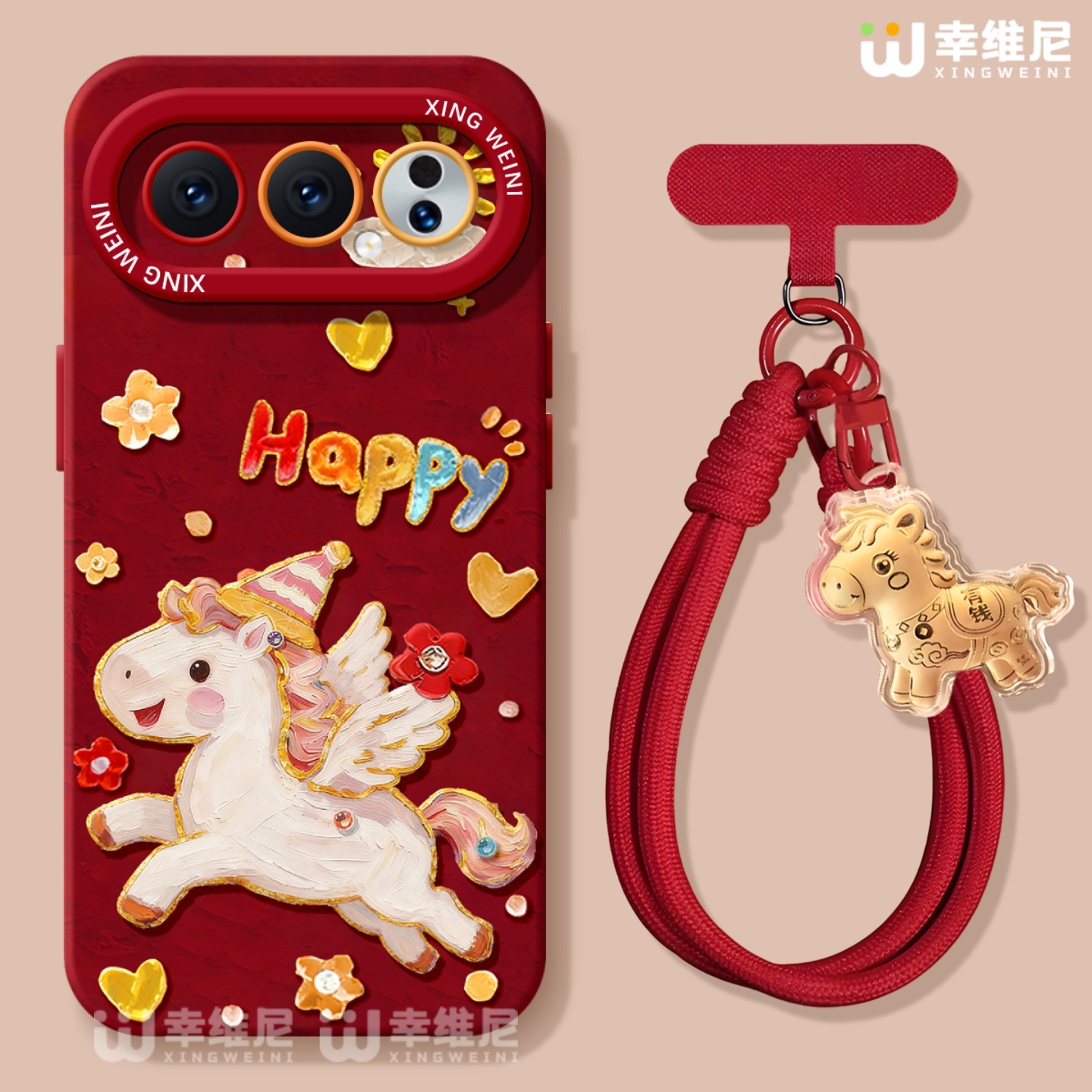 油画小马适用荣耀500手机壳400pro保护套90gt红色80/70硅胶全包200pro+本命300Ultra马年80pro直屏软外100pro