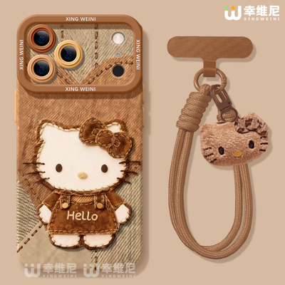 适用苹果17pro手机壳KT猫女款iphone16保护套15plus全包14promax防摔11/12软17air外8plus硅胶13pro挂绳xsmax