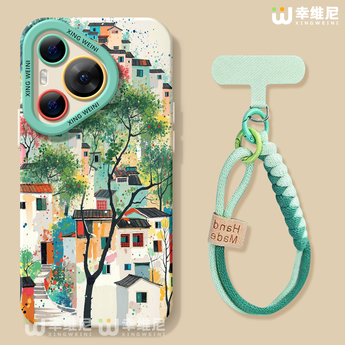 适用华为Pura80手机壳女款pura70pro保护套p40新款ultra硅胶30防摔50pro全包p70水彩小镇p60art软p50外p80pro