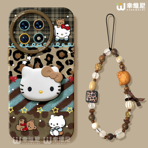 豹纹KT猫适用一加Ace5手机壳1+12保护套硅胶一加15全包13T防摔9pro外壳9rt女款ace6新款1+10pro软壳ace竞速版