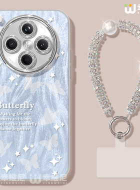 适用oppofindx9手机壳女款findx8ultra保护套x6全包镜头膜a96防摔x7por外壳x5高级a93蓝色蝴蝶x8spro新款a78