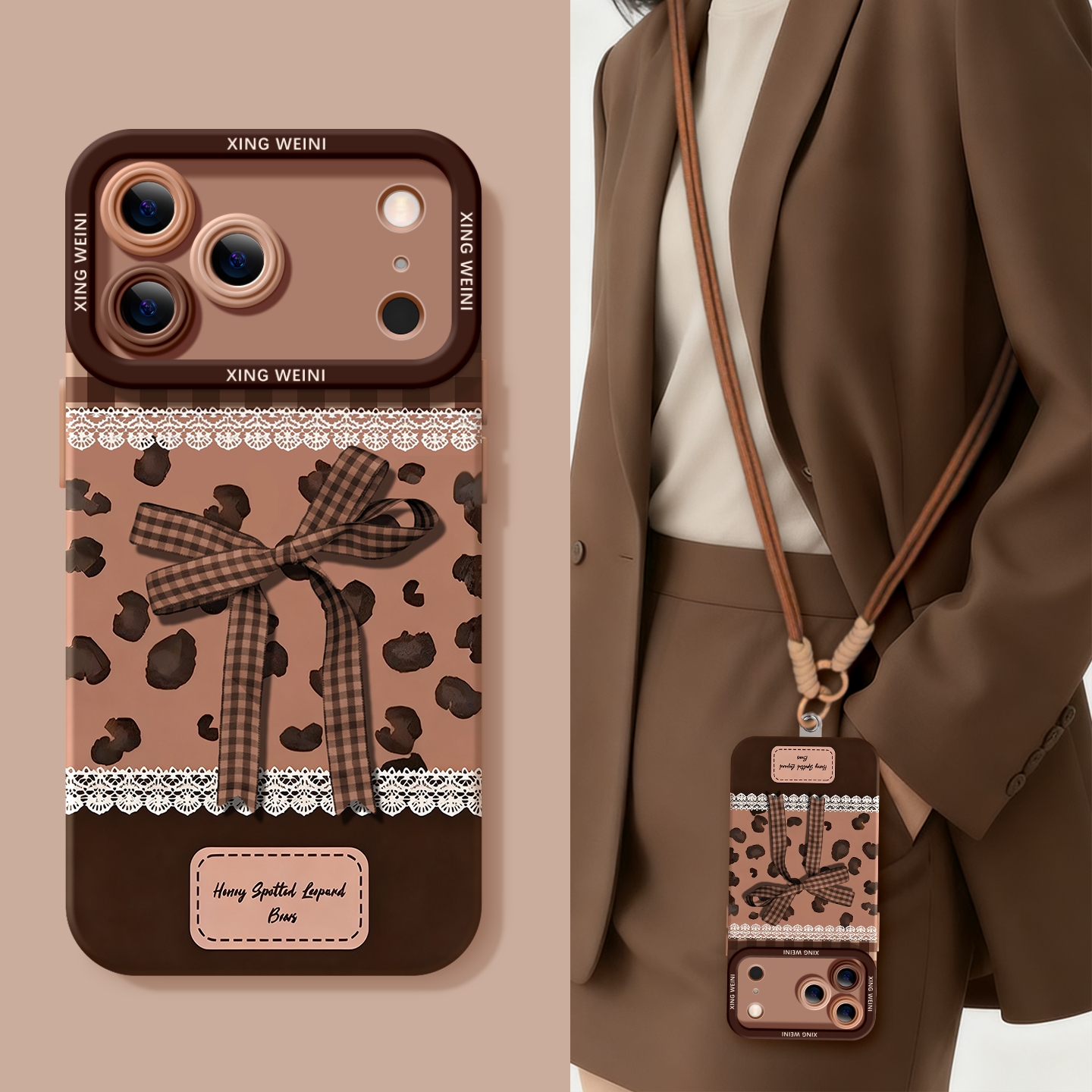 适用苹果17pro手机壳女iphone16保护套15plus全包14promax防摔11/12软17air外8plus硅胶13pro豹纹蝴蝶结xsmax