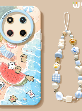 适用荣耀x70手机壳女款x60i保护套v40硅胶x40gt全包防摔50华为X50GT新款x70i可爱外壳v30沙滩小狗x50i软壳x30