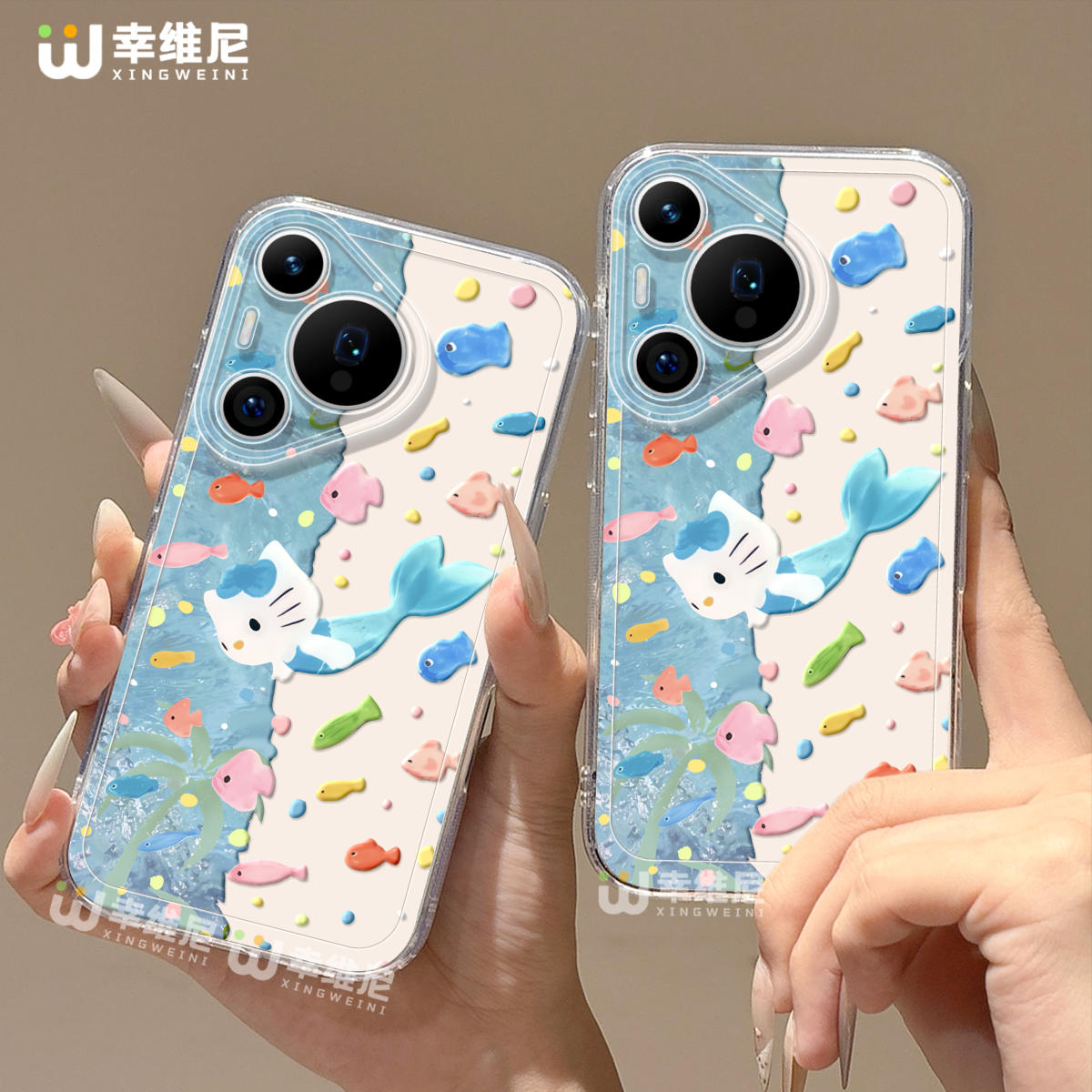 适用华为Pura80pro手机壳女款pura70保护套p40新款ultra硅胶art防摔p50全包p20海洋小猫pro+软p30透明p60pro