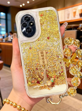 适用荣耀500手机壳流沙金400pro保护套200pro红色90gt硅胶80se全包100本命新年300Ultra招财进宝70pro马年x60