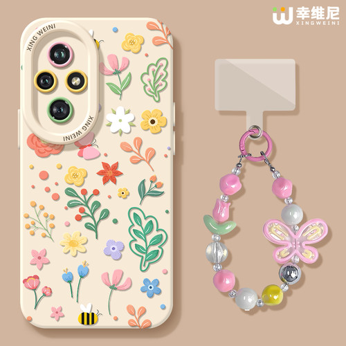 适用荣耀500手机壳女款400pro保护套90gt防摔200/70硅胶全包70pro+可爱300Ultra春天碎花80pro直屏软外100pro