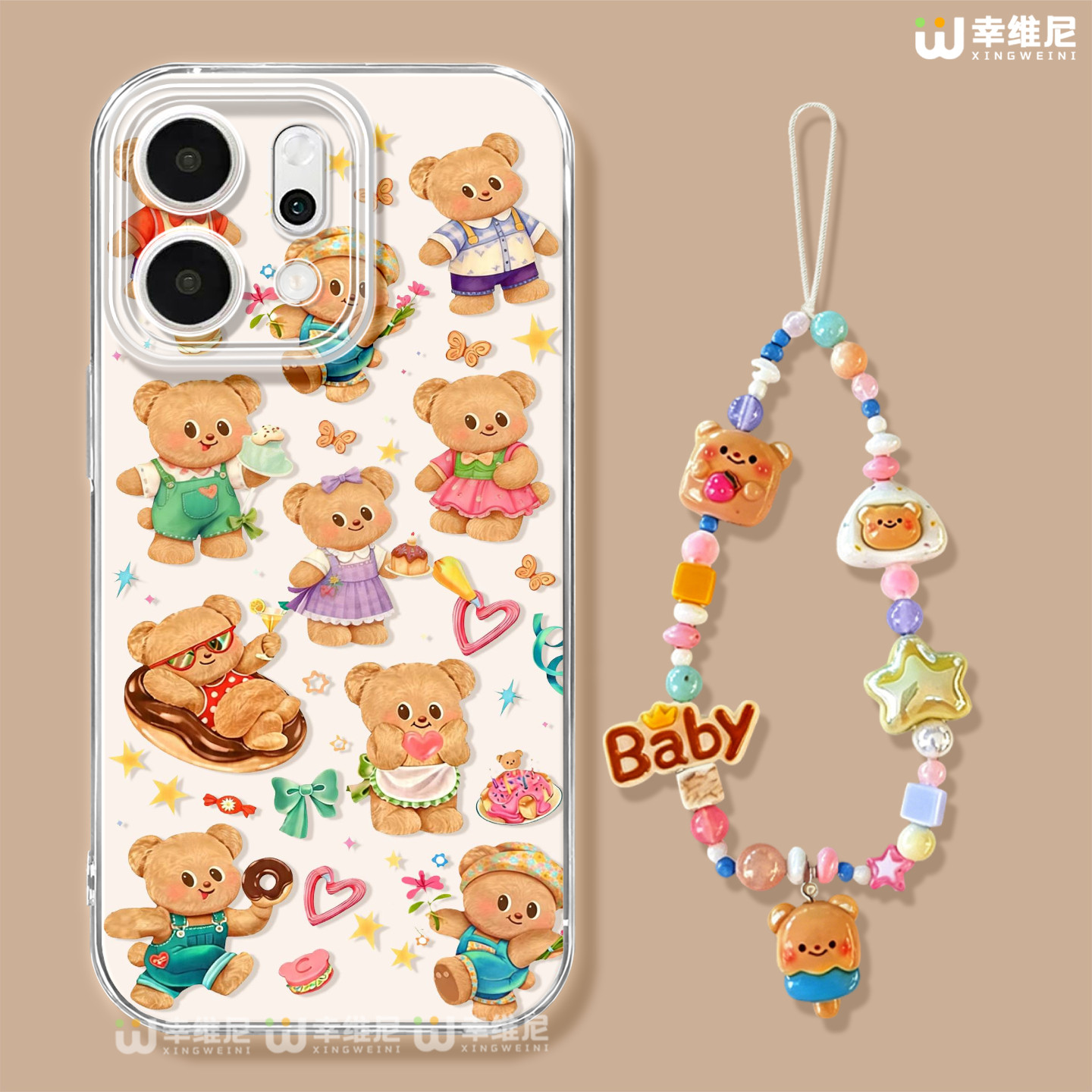 适用opporeno16手机壳女款reno15pro防摔14全包13pro硅胶9/8/7黄油小熊reno11透明oppo软壳10por保护套reno12
