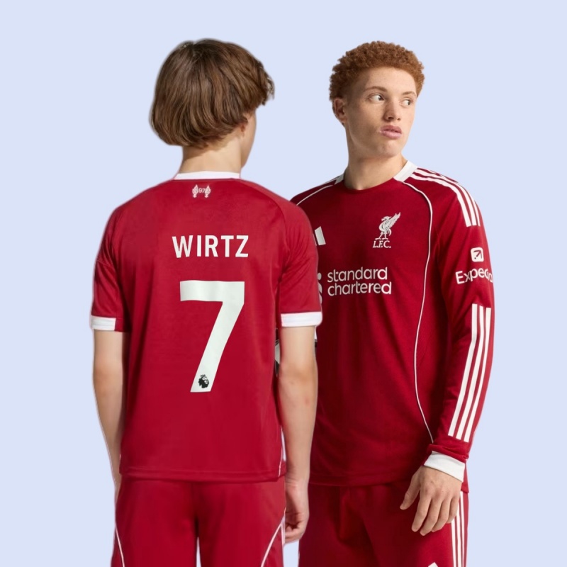 25-26利物浦主场球衣长袖短袖7号维尔茨11号萨拉赫20号若塔足球服