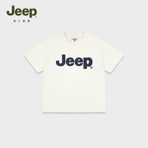 【大潘专享】Jeepkids儿童基础字母圆领短袖D362NT1680