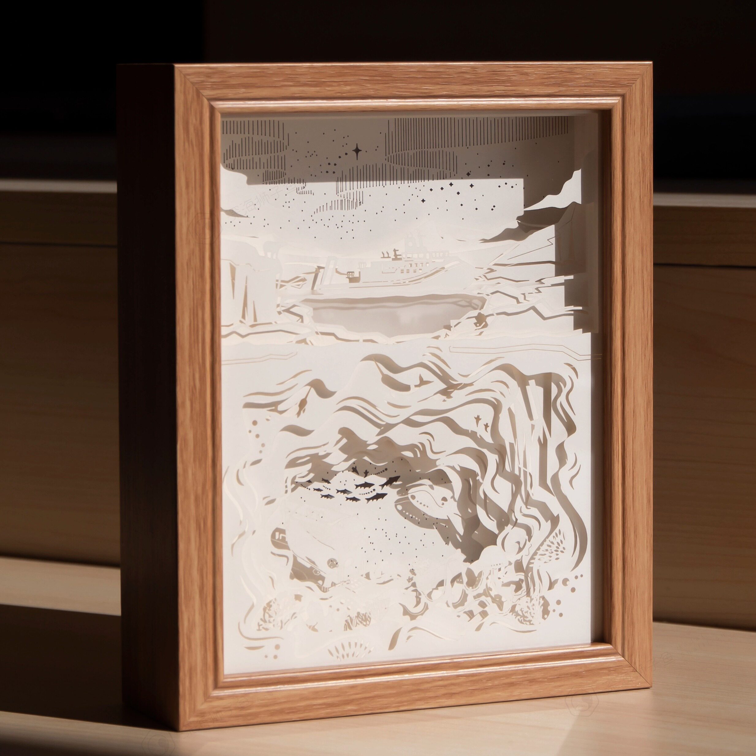 深海狮子鱼文创原创设计/冰原奇境纸雕灯/探索三号科考船文创周边