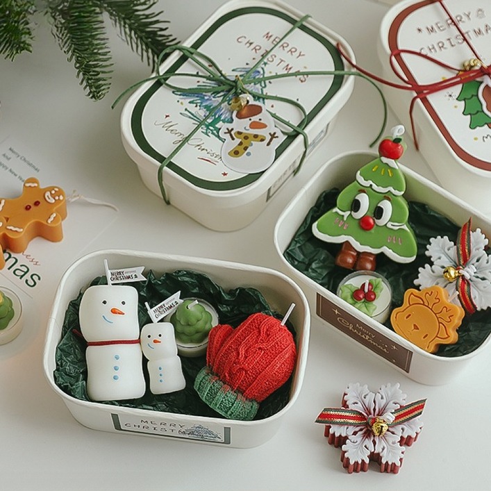 圣诞主题香薰礼品套装创意松果雪人手套圣诞树造型蜡烛摆件伴手礼
