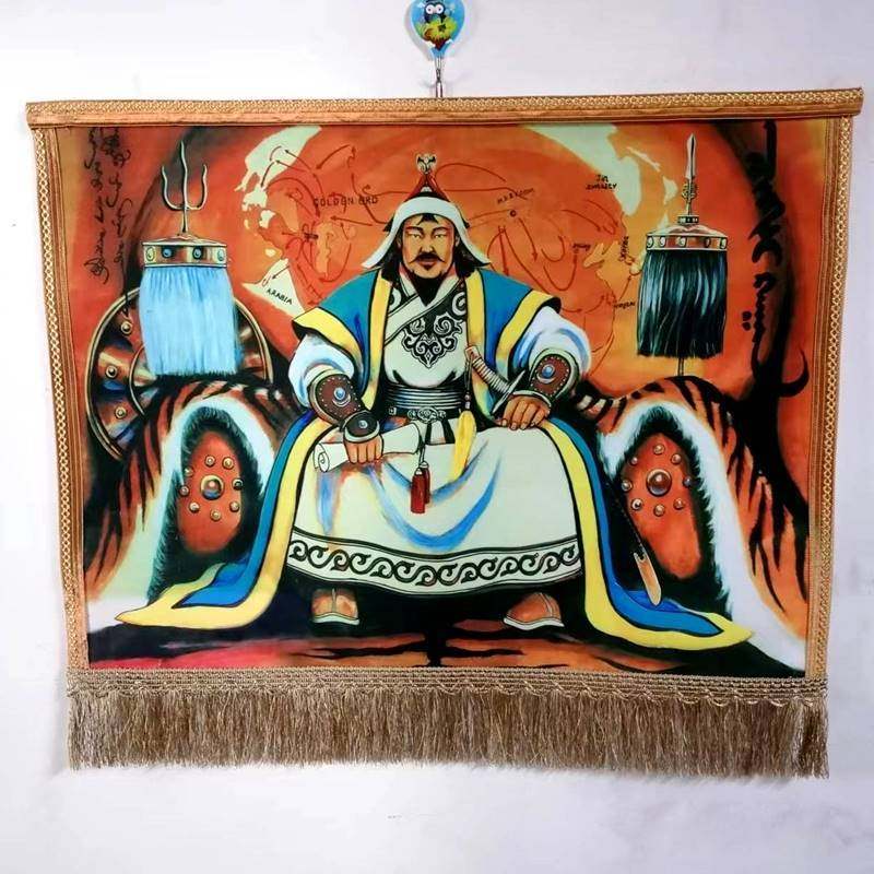 内蒙古工艺品羊毛毡画成吉思汗特色挂画轴餐厅蒙古包装饰画毡画