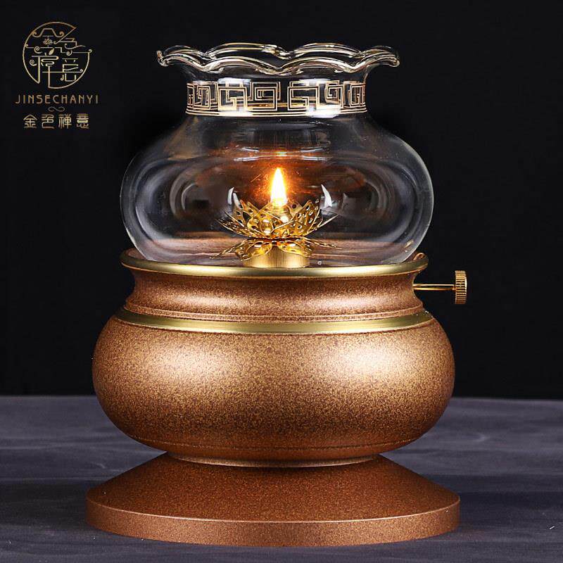 台湾纯铜油灯供佛灯佛前长明灯佛供灯家用酥油灯灯座财神供灯佛灯