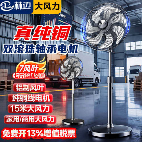 林边机械摇头落地扇铜线强力风扇