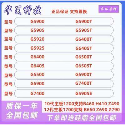 G5900 G5905 G5920 G5900T G6600 G6400 G6405T G6405 G6500 CPU