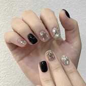 穿戴甲爆闪辣妹暗黑显白成品可拆卸重复使用持久美甲全套高级短款