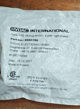 议价：HYDAC贺德克ZBE06插头，型号6006788，M12x